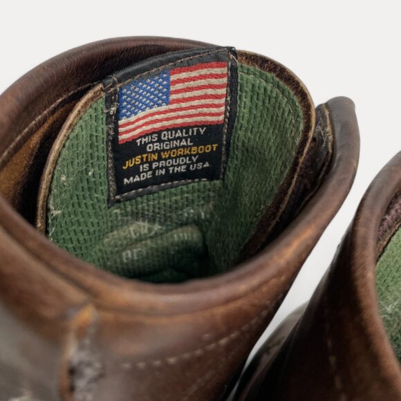 Justin Boots Leather Kiltie Roper Work Biker Western Cowboy Combat Men's 8 D - Picture 15 of 16